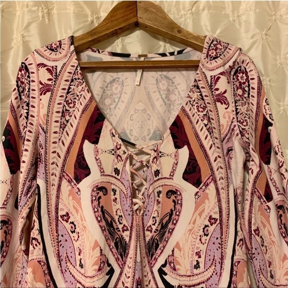 Free People Pick a Place Bodysuit Top Pink Purple Long Sleeve - Picture 3 of 15